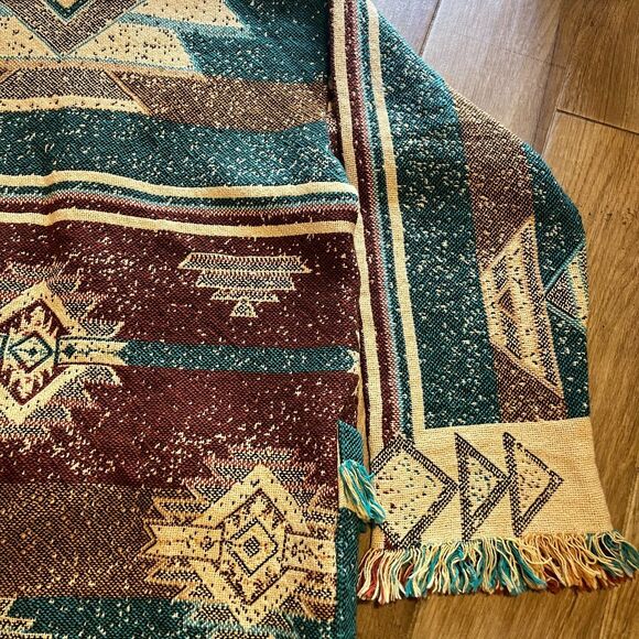 Aztec Wrapper Native American Indian Vintage Tapestry Fringe Sweater NWOT - Picture 12 of 12